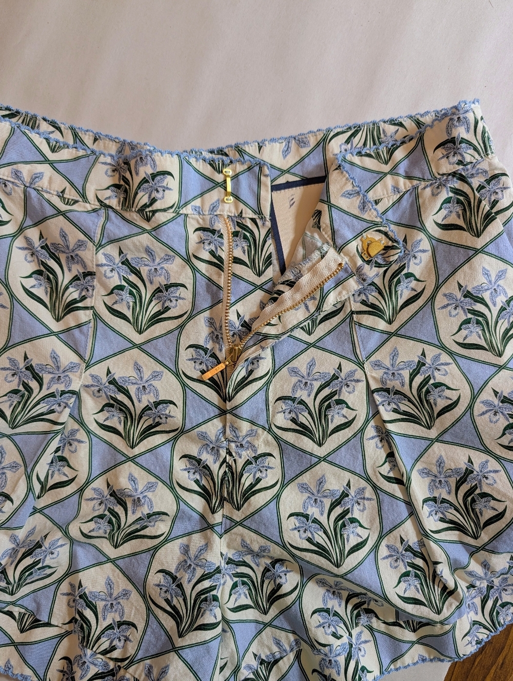 Women's Agua Bendita Toronjil Chan Celeste High-rise Pleated Shorts Sz Medium - Picture 12 of 12